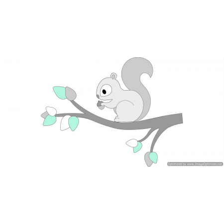 Eekhoorntje op tak grijs met te kiezen kleur (56x44cm)
